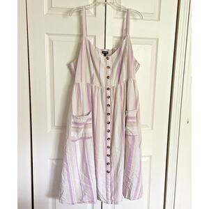 Torrid Pink and White Striped Midi Dress